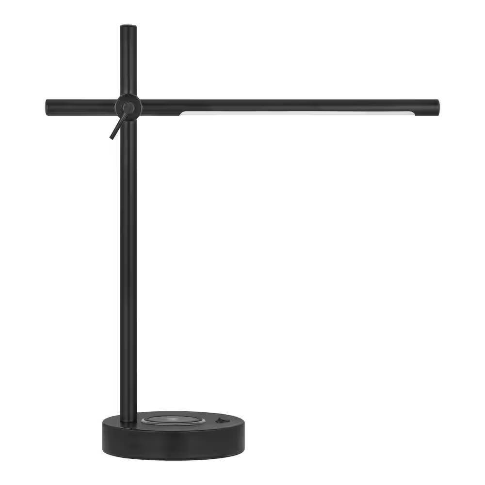 Modern LED Desk Light Table Lamp with Wireless Cell Charging Pad in Black FastFurnishings