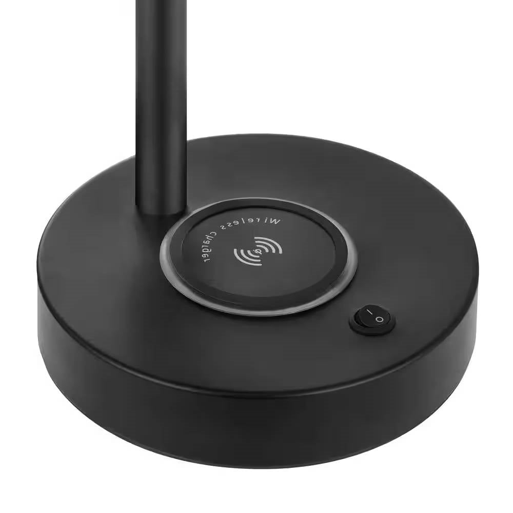 Modern LED Desk Light Table Lamp with Wireless Cell Charging Pad in Black FastFurnishings
