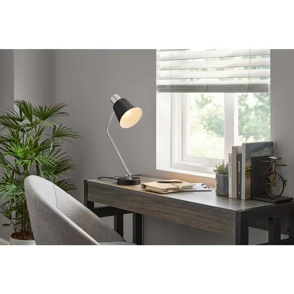 Simple Modern Metal Desk Light Table Lamp with Black Shade and Adjustable Tilt FastFurnishings
