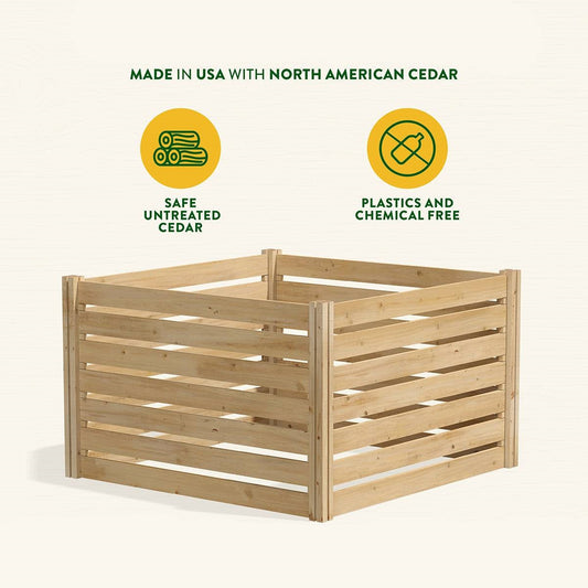 308 Gallon Cedar Wood Compost Bin Outdoor Garden 41 Cubic Feet - Made in USA FastFurnishings