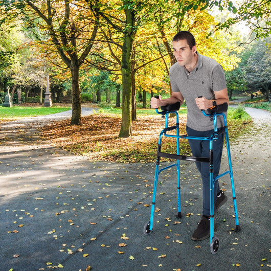 Folding Height Adjustable Walking Frame with Armrest Support-Silver W2B