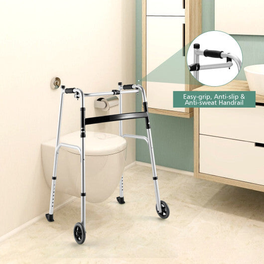 Height Adjustable Rollator Walker With Seat and Armrest Pad - Color: Silver W2B