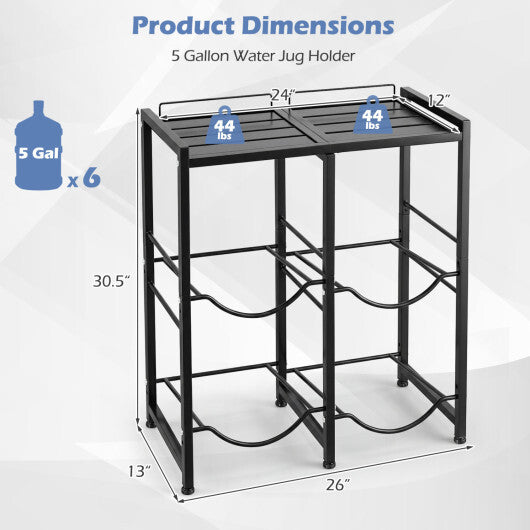 5 Gallon Water Jug Holder for 4 Bottles-Black W2B