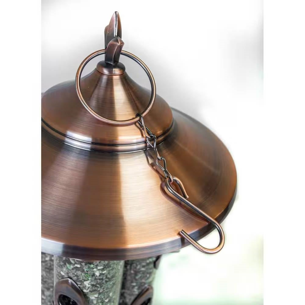 Large Copper Bird Feeder with 3 Tubes and 9 Feeding Ports FastFurnishings