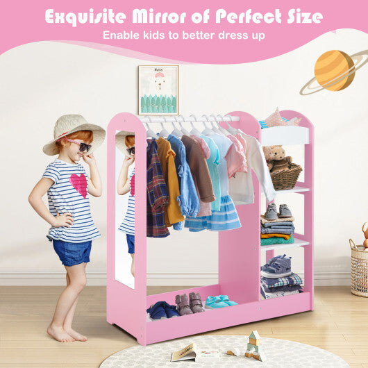 Kids Toddler Dress Up Storage with Mirror