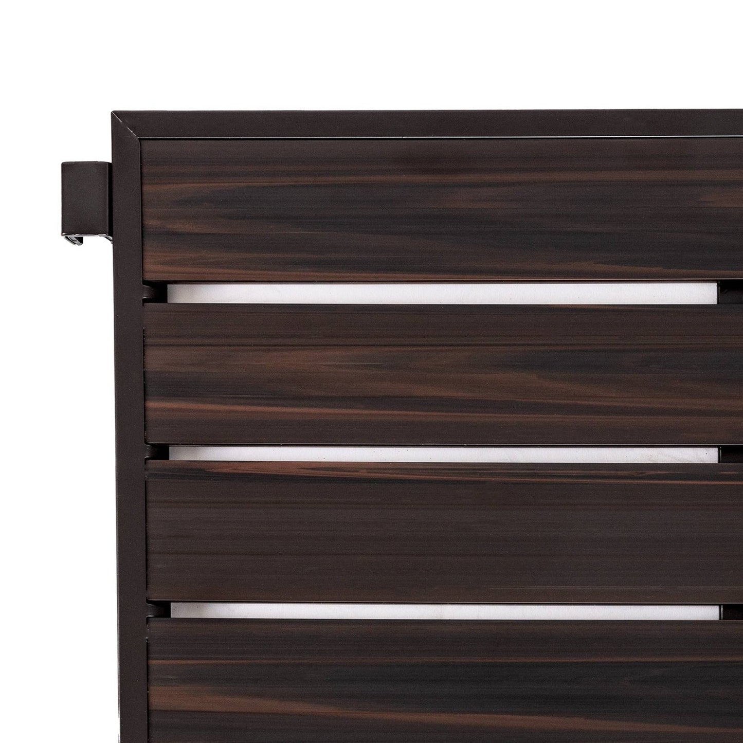 3-Tier Metal Espresso Brown Woodgrain Resin Foldable Stackable Shoe Rack FastFurnishings