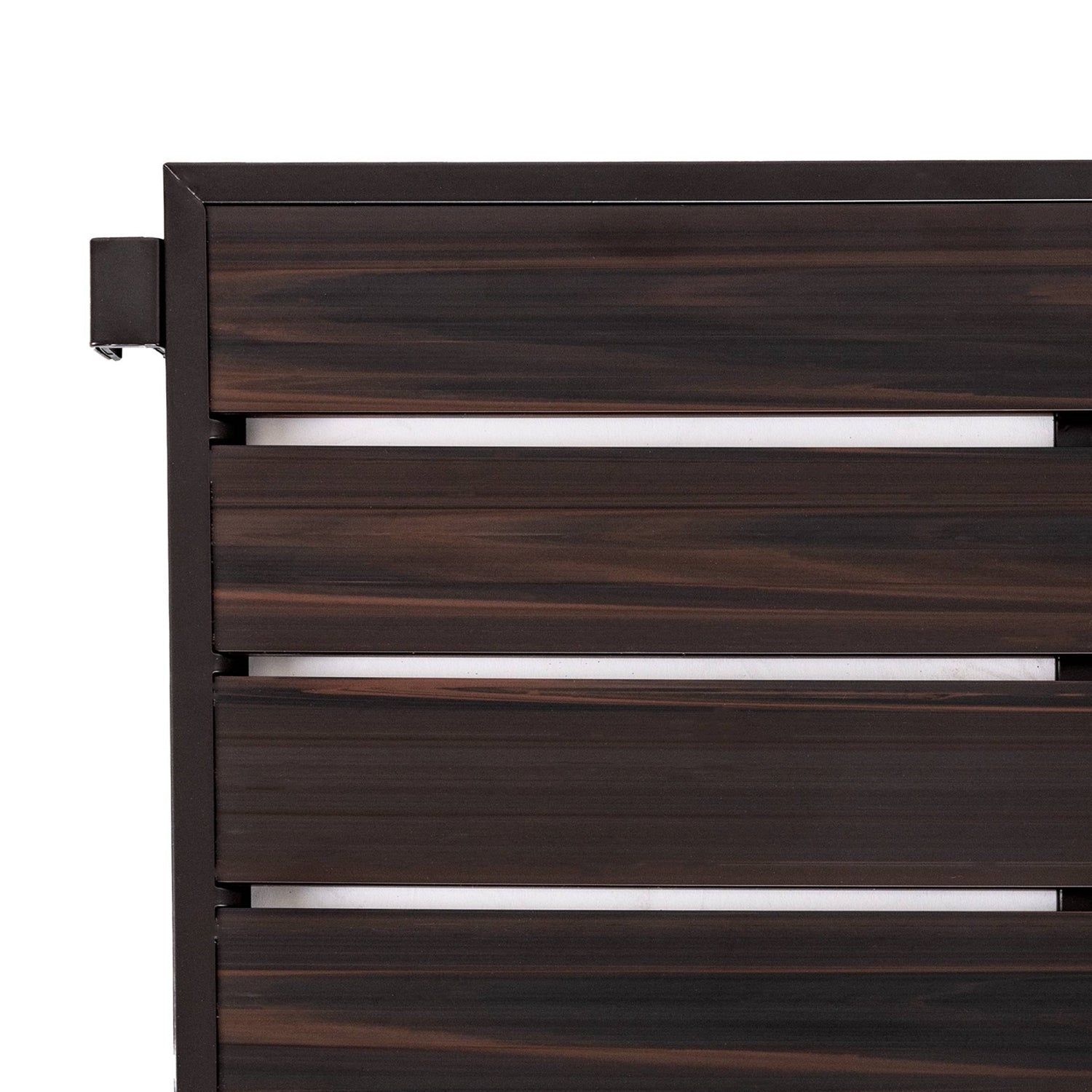 3-Tier Metal Espresso Brown Woodgrain Resin Foldable Stackable Shoe Rack FastFurnishings