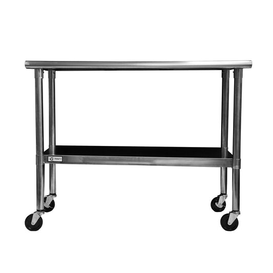 2ft x 4ft Stainless Steel Top Kitchen Prep Table with Locking Casters Wheels FastFurnishings