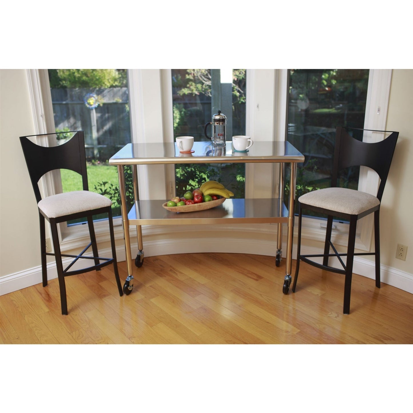 2ft x 4ft Stainless Steel Top Kitchen Prep Table with Locking Casters Wheels FastFurnishings
