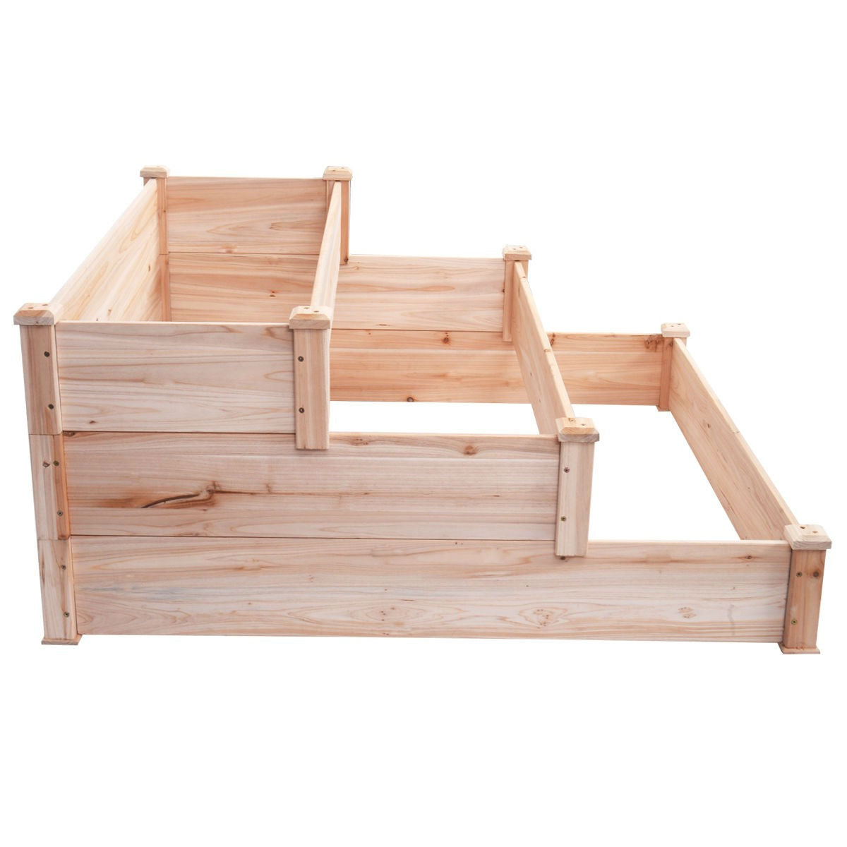 Solid Wood 4 Ft x 4 Ft Raised Garden Bed Planter 3-Tier FastFurnishings