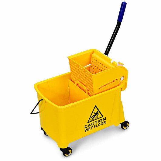 21 Quart Mop Bucket Side Press Wringer on Wheels With Panel W2B