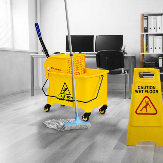 21 Quart Mop Bucket Side Press Wringer on Wheels With Panel W2B