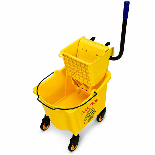 26 Quart Side Press Wringer Commercial Mop Bucket W2B