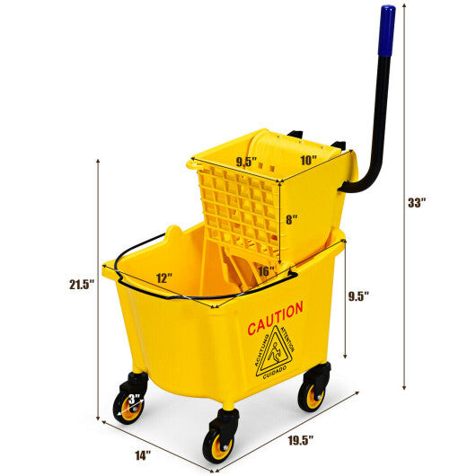 26 Quart Side Press Wringer Commercial Mop Bucket W2B
