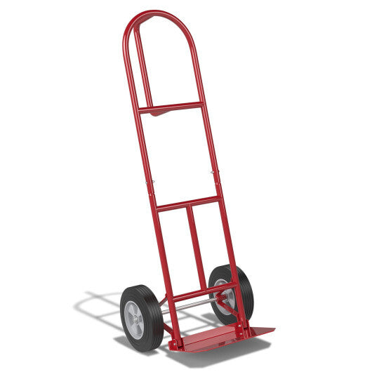 P-Handle Sack Truck with 10 Inch Wheels and Foldable Load Area-Red W2B