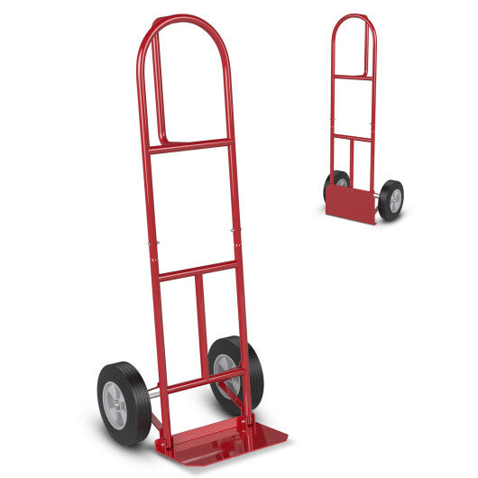 P-Handle Sack Truck with 10 Inch Wheels and Foldable Load Area-Red W2B