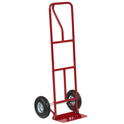 P-Handle Hand Truck with Foldable Load Plate for Warehouse Garage-Black W2B
