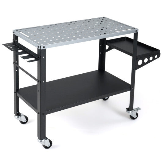 Welding Table 36x18" with Lockable Wheels and 144 Fixture Holes and Tool Slots W2B