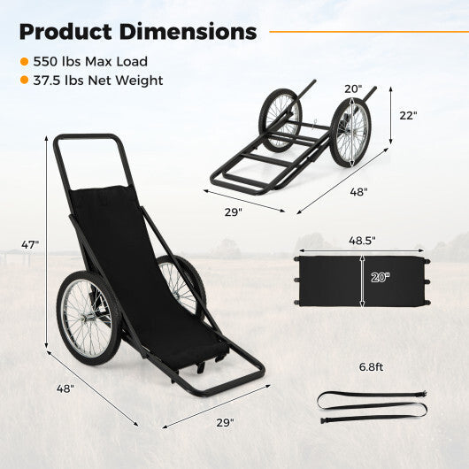 550 LBS Folding Deer Game Cart with Polyester Liner for Hunting W2B