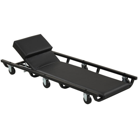 40 Inch Rolling Creeper Padded Mechanic Cart with Adjustable Backrest and Headrest-Black W2B