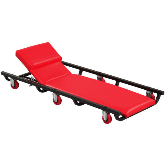 40 Inch Rolling Creeper Padded Mechanic Cart with Adjustable Backrest and Headrest-Black W2B