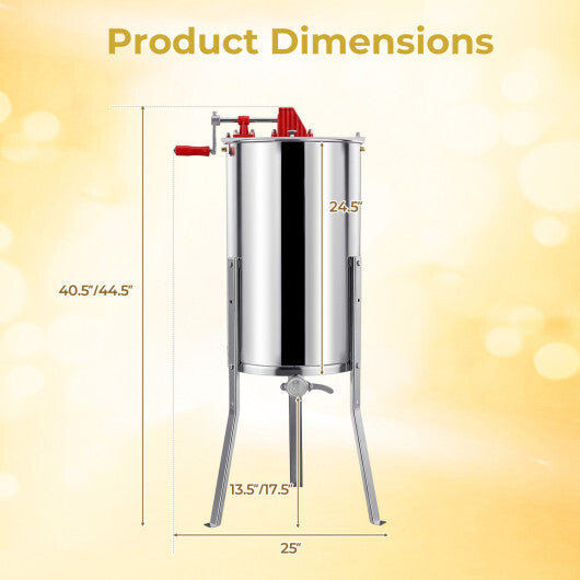 3 Frame Manual Honey Extractor with Bottom Gravity Flow Gate and Clear Lid for Home Apiary W2B