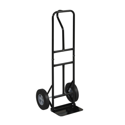 Metal Hand Truck Heavy-Duty 600 LBS Moving Dolly Cart with P-Handle and 10inch Rubber Wheels-Black W2B