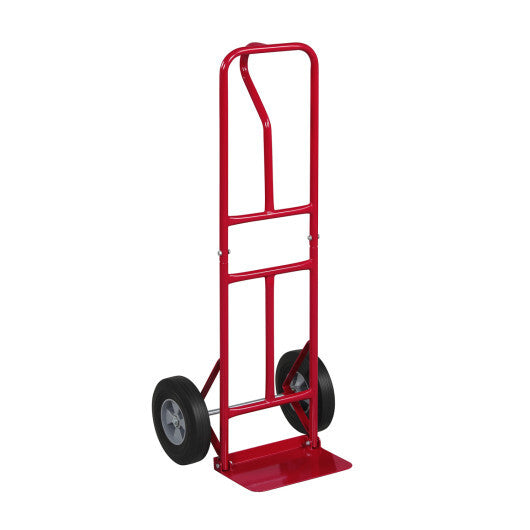 Metal Hand Truck Heavy-Duty 600 LBS Moving Dolly Cart with P-Handle and 10inch Rubber Wheels-Black W2B