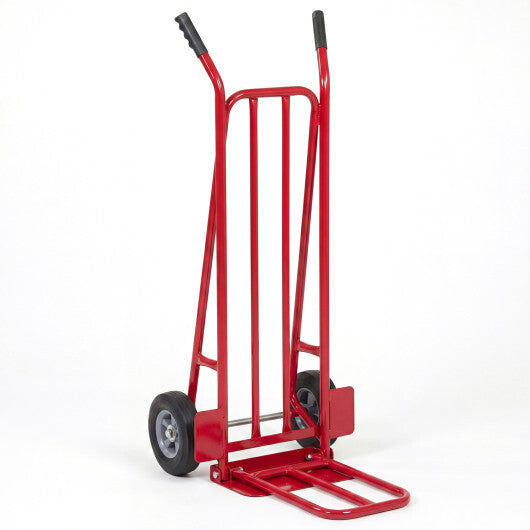 Heavy Duty Hand Truck Dolly with Dual Foldable Nose Plates-Red W2B