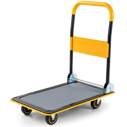 Heavy Duty Foldable Push Cart Dolly with 560 lbs Weight Capacity-Yellow W2B