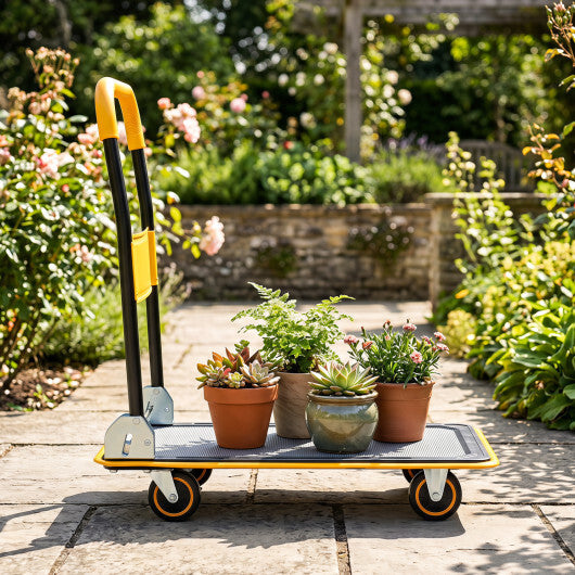 Heavy Duty Foldable Push Cart Dolly with 560 lbs Weight Capacity-Yellow W2B