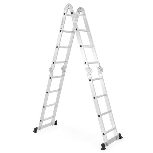 15 Feet Folding Aluminum Ladder with Safe Locking Hinge W2B