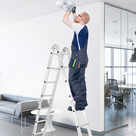 15 Feet Folding Aluminum Ladder with Safe Locking Hinge W2B