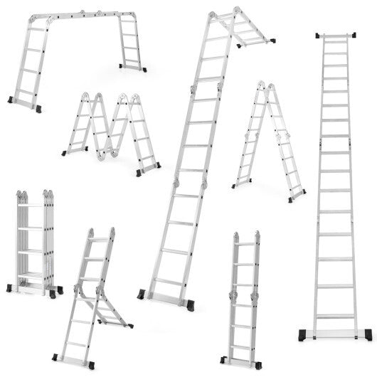 15 Feet Folding Aluminum Ladder with Safe Locking Hinge W2B