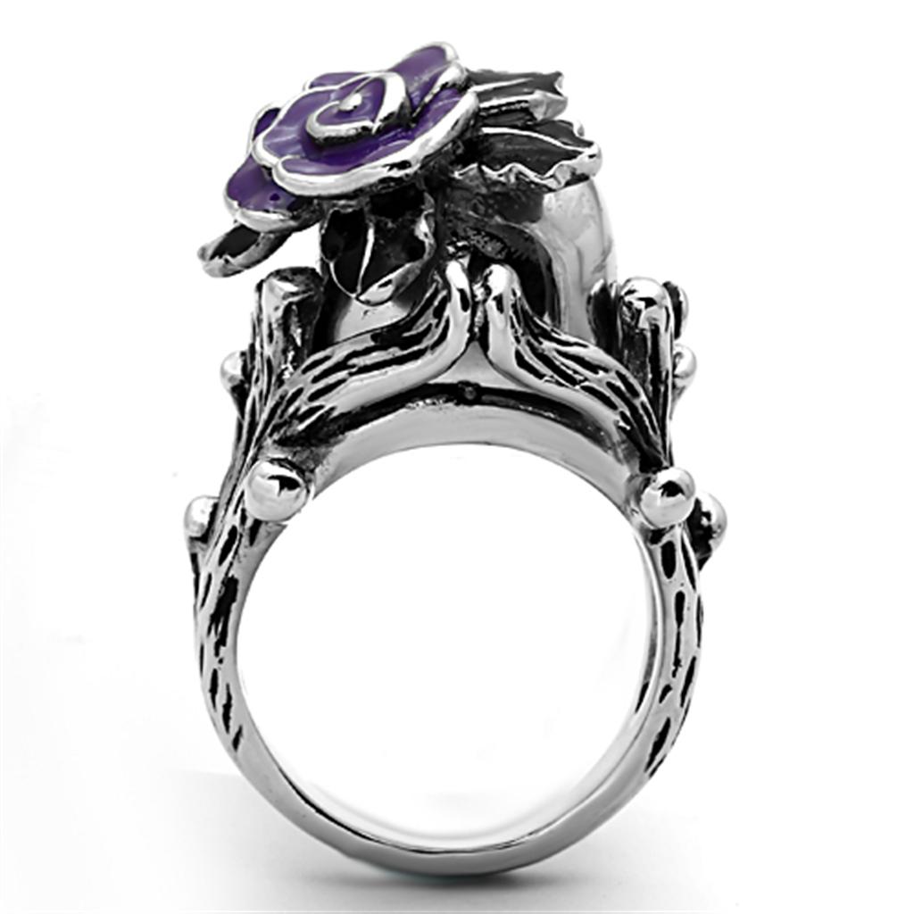 TK1122 - High polished (no plating) Stainless Steel Ring with Top Grade Crystal  in Emerald Alamode