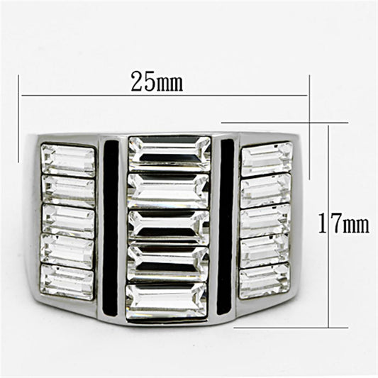 TK1185 - High polished (no plating) Stainless Steel Ring with Top Grade Crystal  in Clear-1