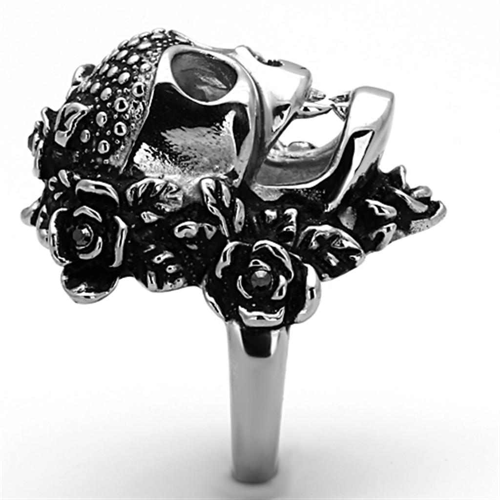 TK1203 - High polished (no plating) Stainless Steel Ring with Top Grade Crystal  in Black Diamond-4