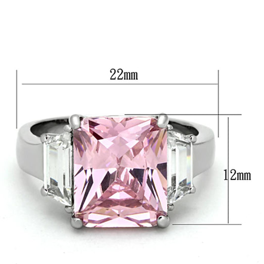 TK1224 - High polished (no plating) Stainless Steel Ring with AAA Grade CZ  in Rose-1