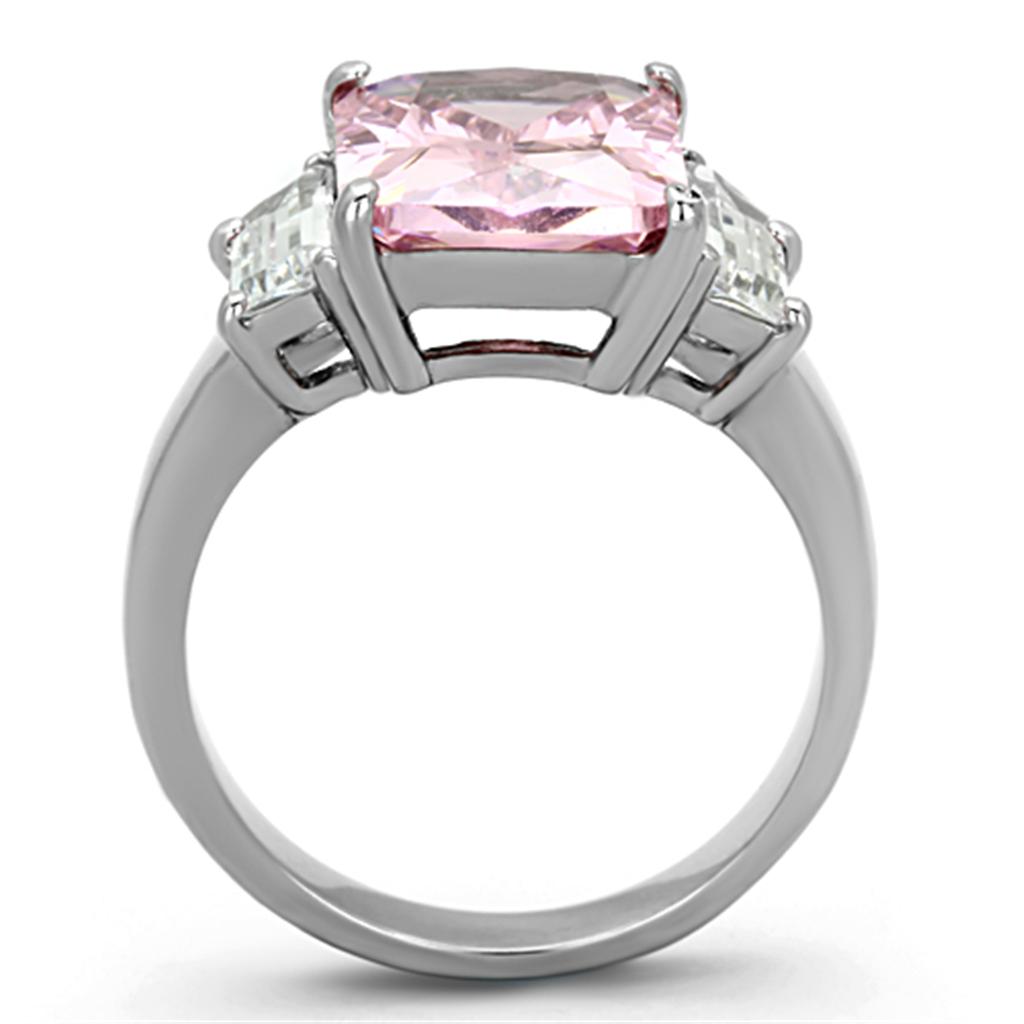 TK1224 - High polished (no plating) Stainless Steel Ring with AAA Grade CZ  in Rose-2