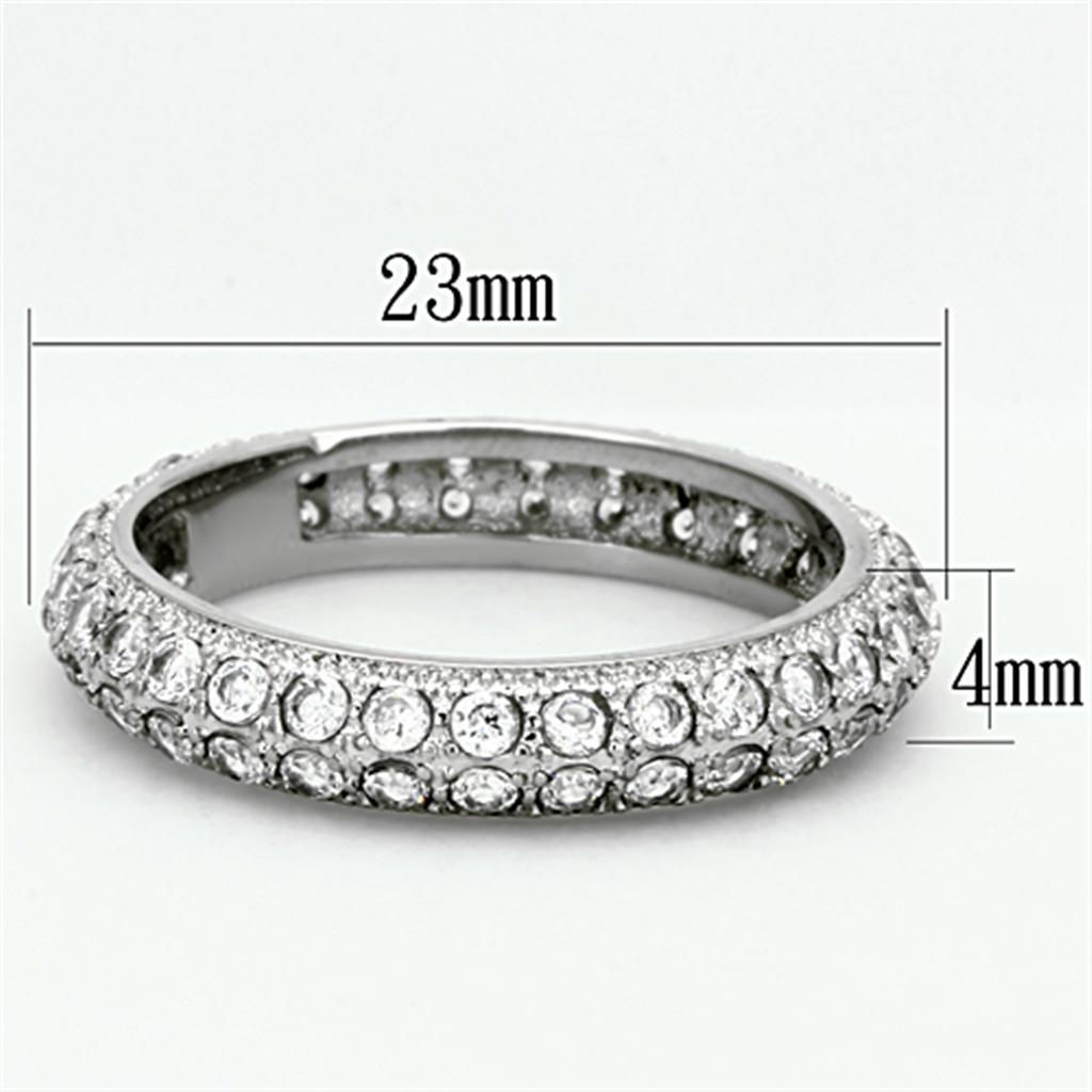 TK1225 - High polished (no plating) Stainless Steel Ring with AAA Grade CZ  in Clear Alamode