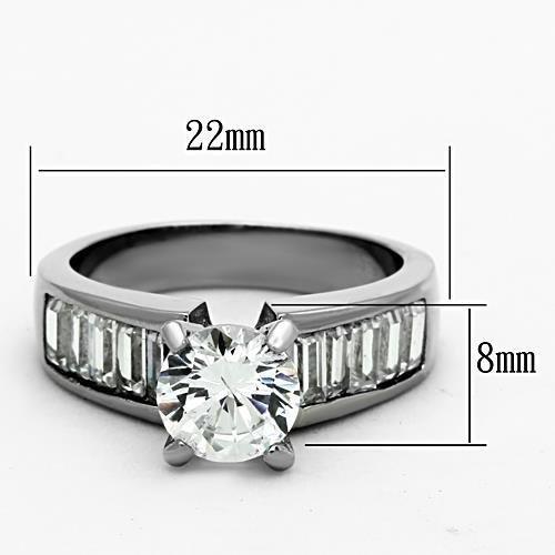 TK1332 - High polished (no plating) Stainless Steel Ring with AAA Grade CZ  in Clear-1