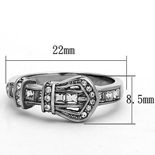 TK1334 - High polished (no plating) Stainless Steel Ring with Top Grade Crystal  in Clear Alamode