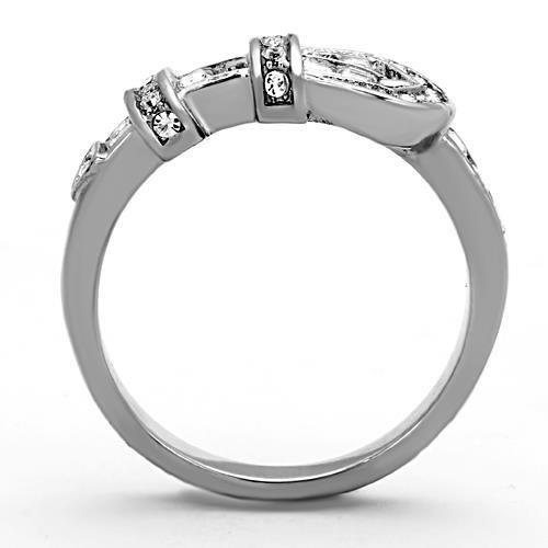 TK1334 - High polished (no plating) Stainless Steel Ring with Top Grade Crystal  in Clear Alamode