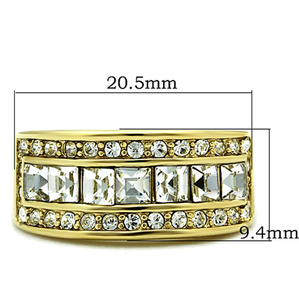 TK1386 - IP Gold(Ion Plating) Stainless Steel Ring with Top Grade Crystal  in Clear-1