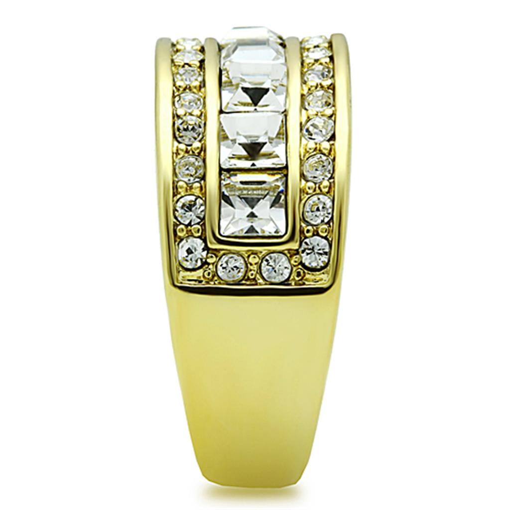 TK1386 - IP Gold(Ion Plating) Stainless Steel Ring with Top Grade Crystal  in Clear-3