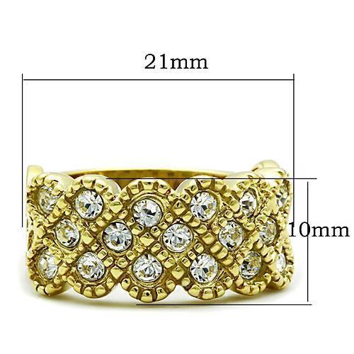 TK1394 - IP Gold(Ion Plating) Stainless Steel Ring with Top Grade Crystal  in Clear Alamode