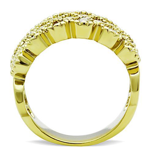 TK1394 - IP Gold(Ion Plating) Stainless Steel Ring with Top Grade Crystal  in Clear Alamode