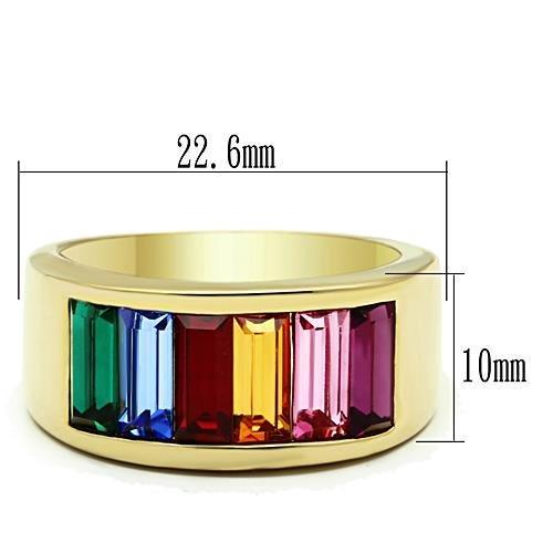 TK1415 - IP Gold(Ion Plating) Stainless Steel Ring with Top Grade Crystal  in Multi Color Alamode