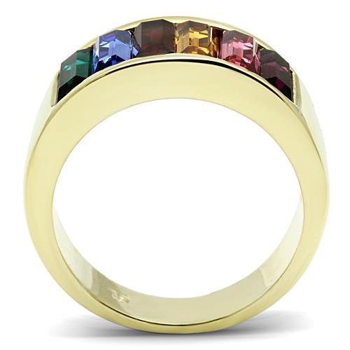 TK1415 - IP Gold(Ion Plating) Stainless Steel Ring with Top Grade Crystal  in Multi Color Alamode