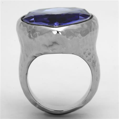 TK1426 - High polished (no plating) Stainless Steel Ring with Top Grade Crystal  in Tanzanite Alamode